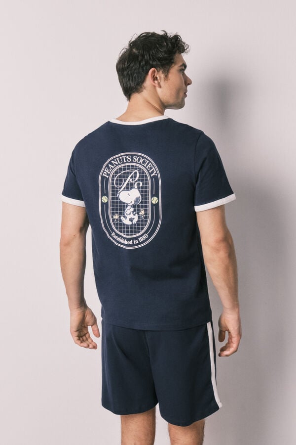 Women'secret Pijama curto de homem em 100% algod&atilde;o Snoopy azul