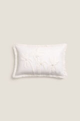 Textura Capa de almofada bordado vegetal branco