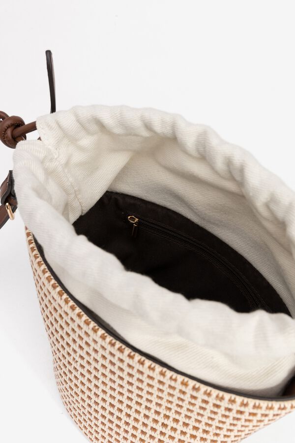 Vilanova Bucket bag efeito palha bicolor cru