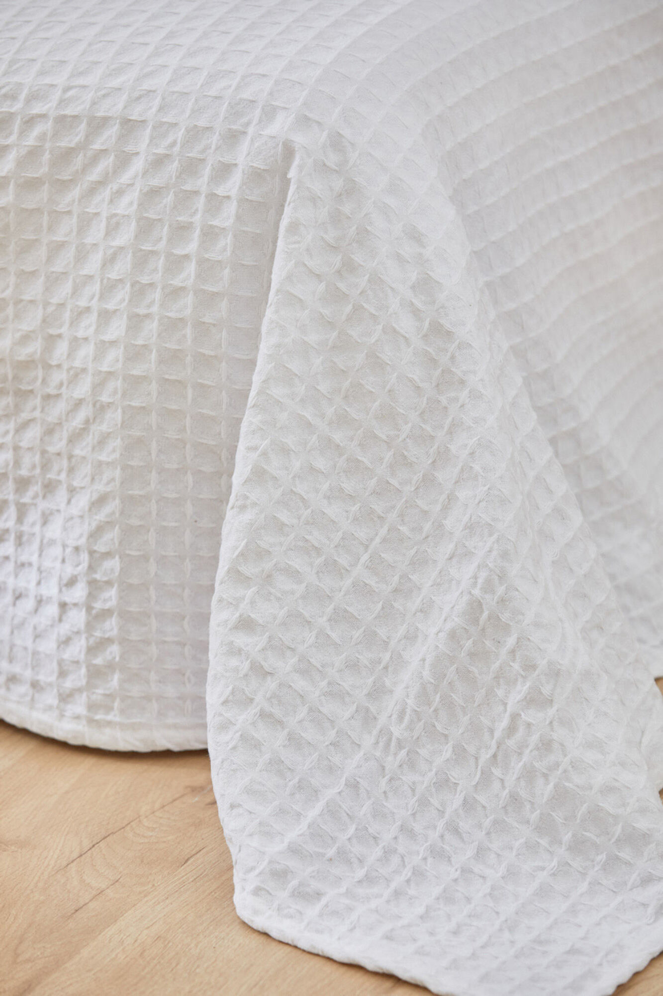 Calma House Colcha de algod&atilde;o favo de mel branca panal