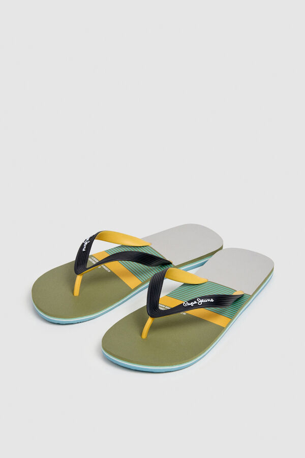 Pepe Jeans Chinelos de riscas multicolor bege