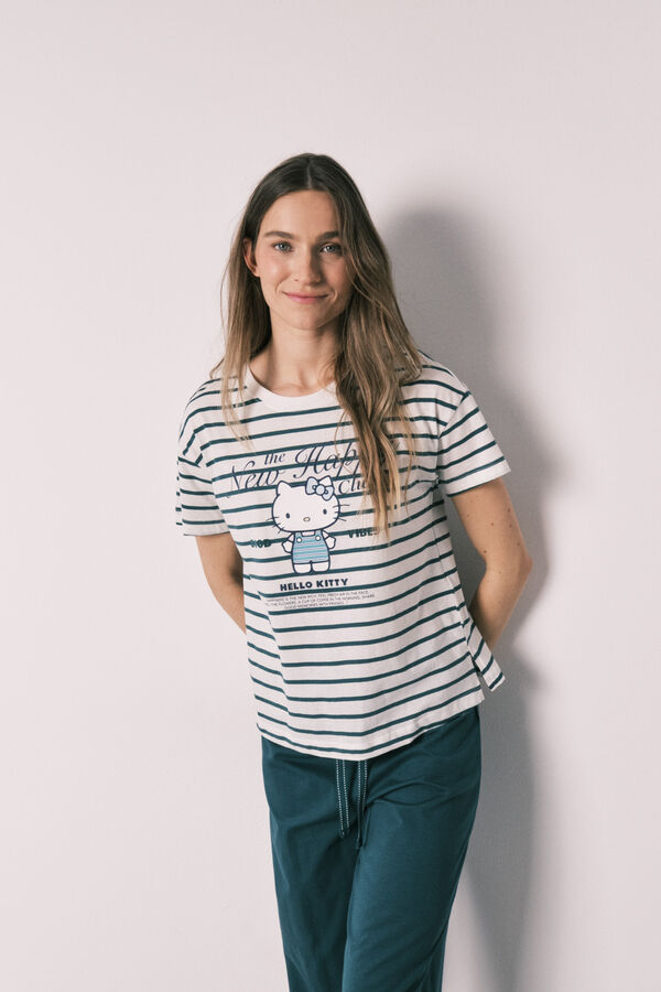 Women'secret Pijama Hello Kitty manga curta em algod&atilde;o branco