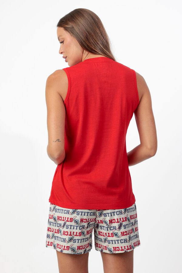 Admas Pijama curto sem mangas Stitch vermelho