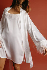 Admas Robe de noiva de cetim Marabu Luxe Feather branco