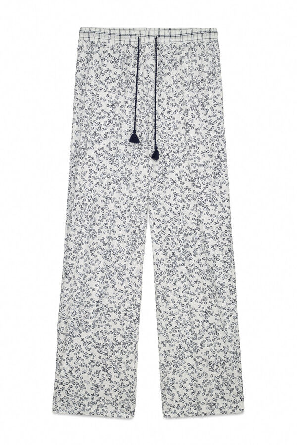 Women'secret Cal&ccedil;as compridas em algod&atilde;o estampado floral azul