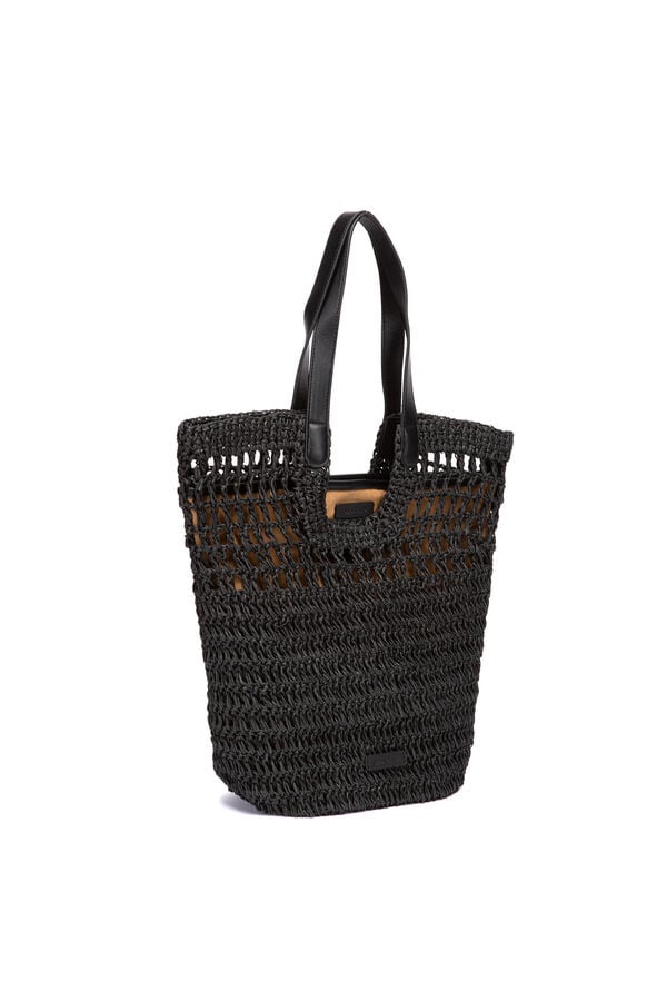 Abbacino  Cesto de r&aacute;fia preto preto