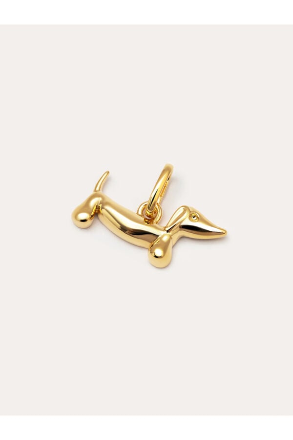 Singularu Charm Perro Teckel Enamel Black Ba&ntilde;o Oro amarillo