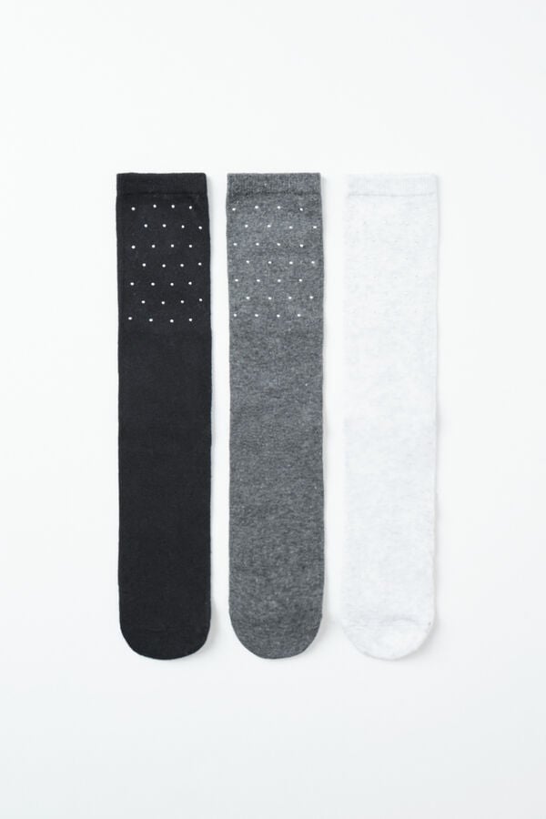 Women'secret Pack 3 meias compridas com tachas cinzento