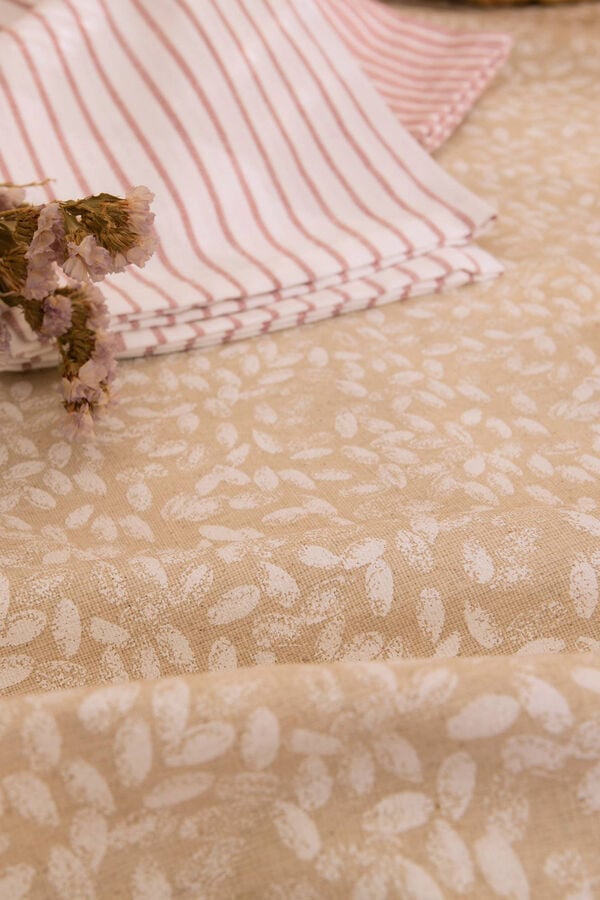 Womensecret Leaf print stain-resistant tablecloth blanc