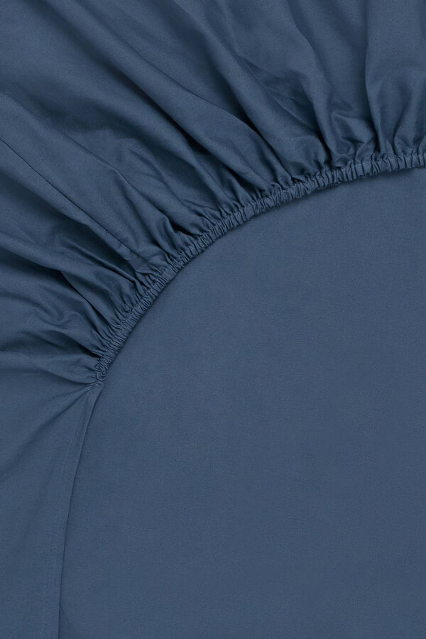 Textura Capa de baixo algodão orgânico. Cama 80-90 cm. azul