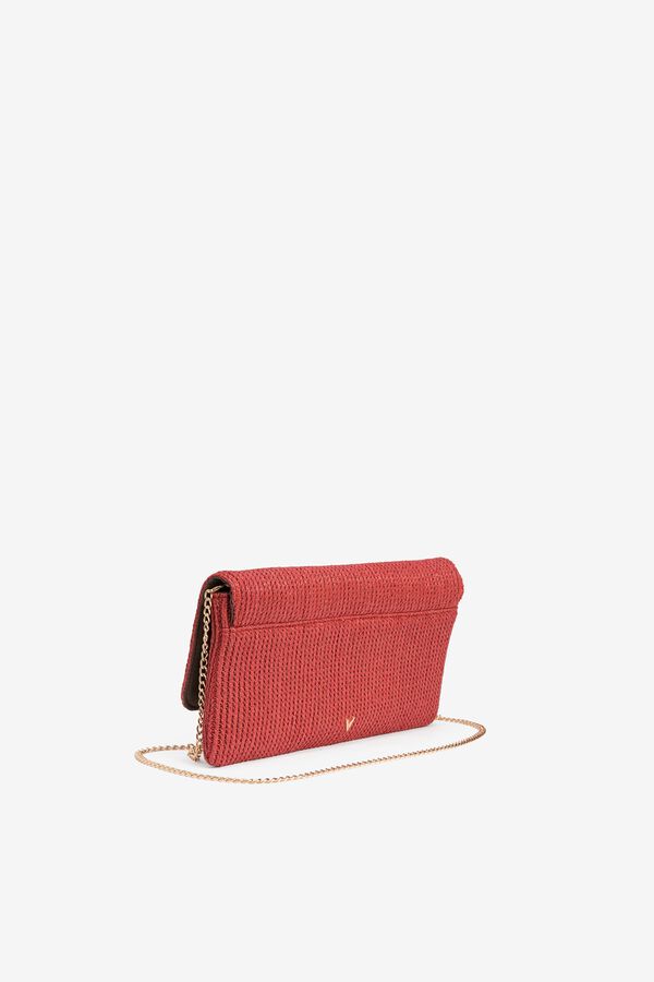 Vilanova Mala clutch com efeito de palha e franjas vermelho