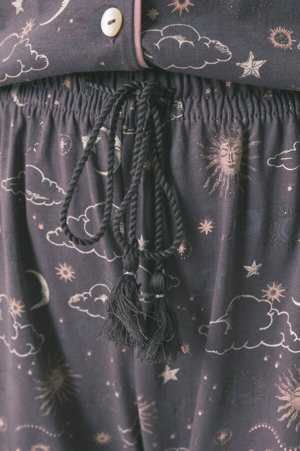 Women'secret Pijama camiseiro 100% algodão cinza com estampado astral cinzento