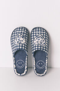 Women'secret Chinelos de casa SmileyWorld® com padrão vichy azul