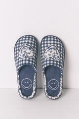 Women'secret Chinelos de casa SmileyWorld® com padrão vichy azul azul