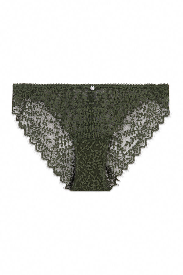 Women'secret Braga cl&aacute;sica encaje verde caqui