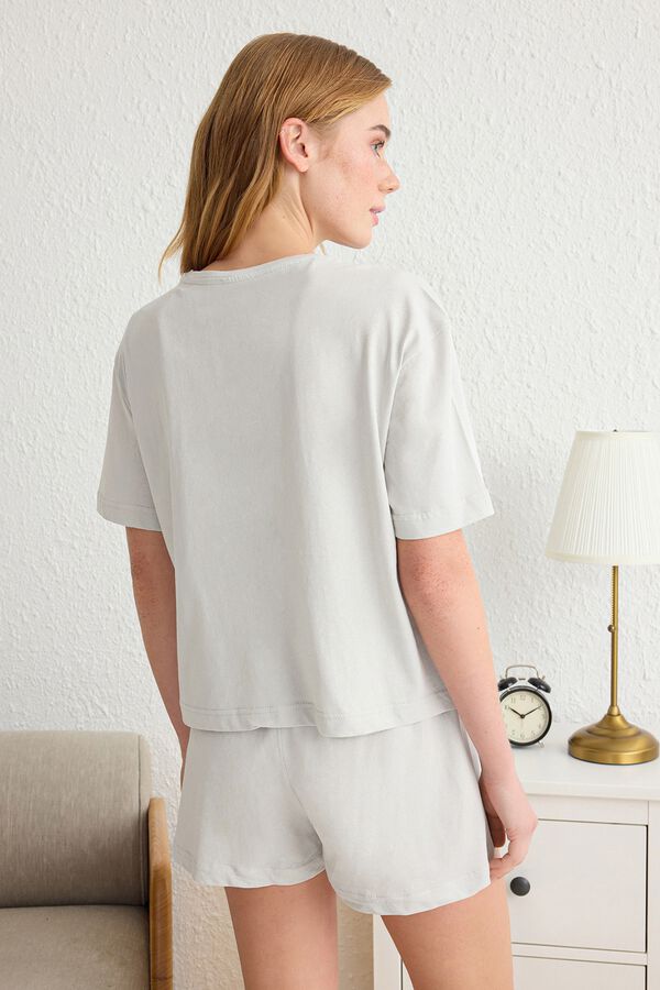 Trendyol Conjunto de pijama curto pandas cinzento