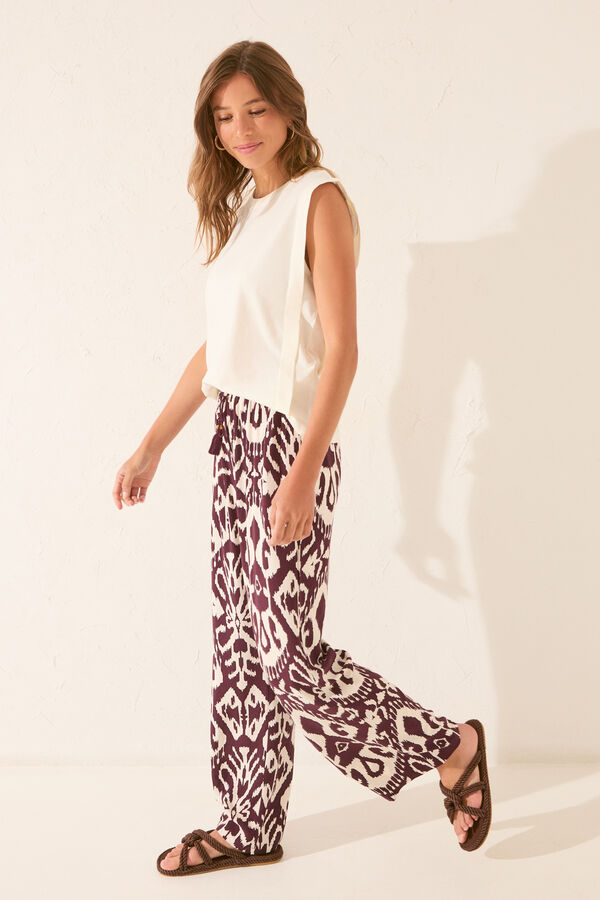Women'secret Calça comprida de viscose com estampado floral estampado