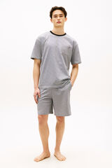 Tommy Hilfiger Pijama curto estampado a riscas cinzento