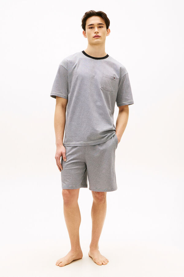 Tommy Hilfiger Pijama curto estampado a riscas cinzento