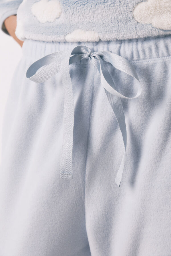 Women'secret Pijama comprido polar mousse nuvens azul