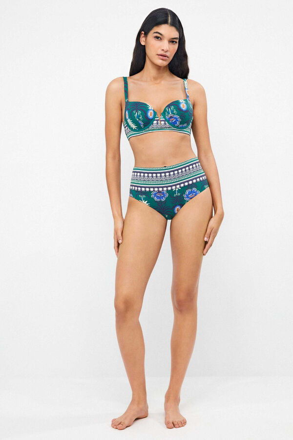 Gisela Cueca de biqu&iacute;ni multiposi&ccedil;&atilde;o estampada branco