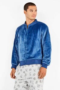 Gisela Casaco bomber masculina azul de pelúcia