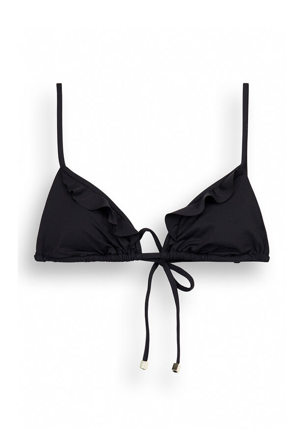 Womensecret Black triangle bikini top with ruffles black
