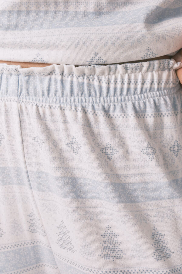 Women'secret Pijama pijama comprido de malha macia com bordas azuis azul