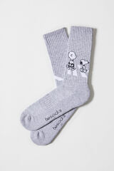 Besocks Besocks Snoopy organic cotton grey sports high socks grey