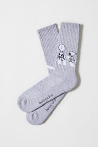 Besocks Meias esportivas Besocks Snoopy cinza de algodão orgânico