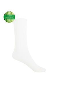 Punto Blanco Calcetines de bambú de canalé puño no aprieta