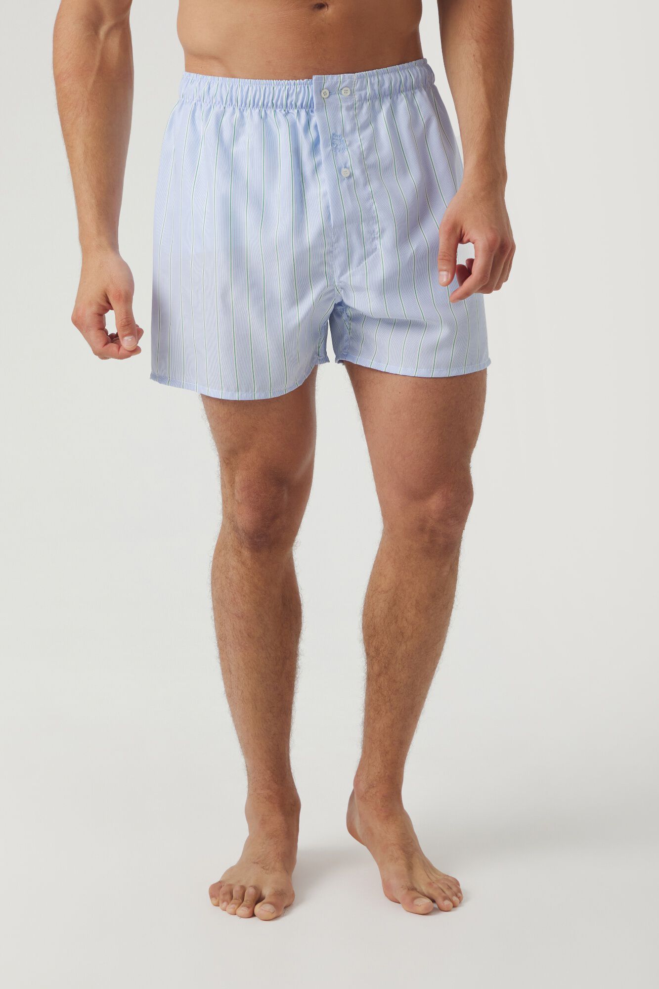 Kiff-Kiff Boxer em algod&atilde;o azul risca verde