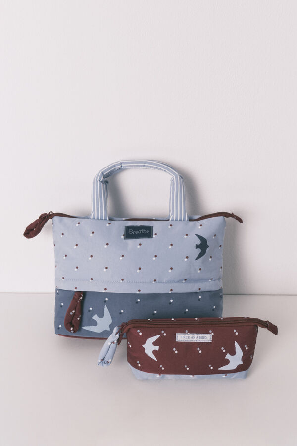 Women'secret N&eacute;cessaire pequeno estampado de p&aacute;ssaros bordeaux vermelho