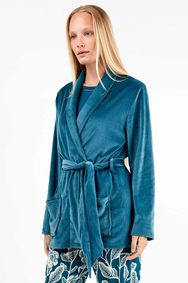 Gisela Robe em tecido polar elástico estampado