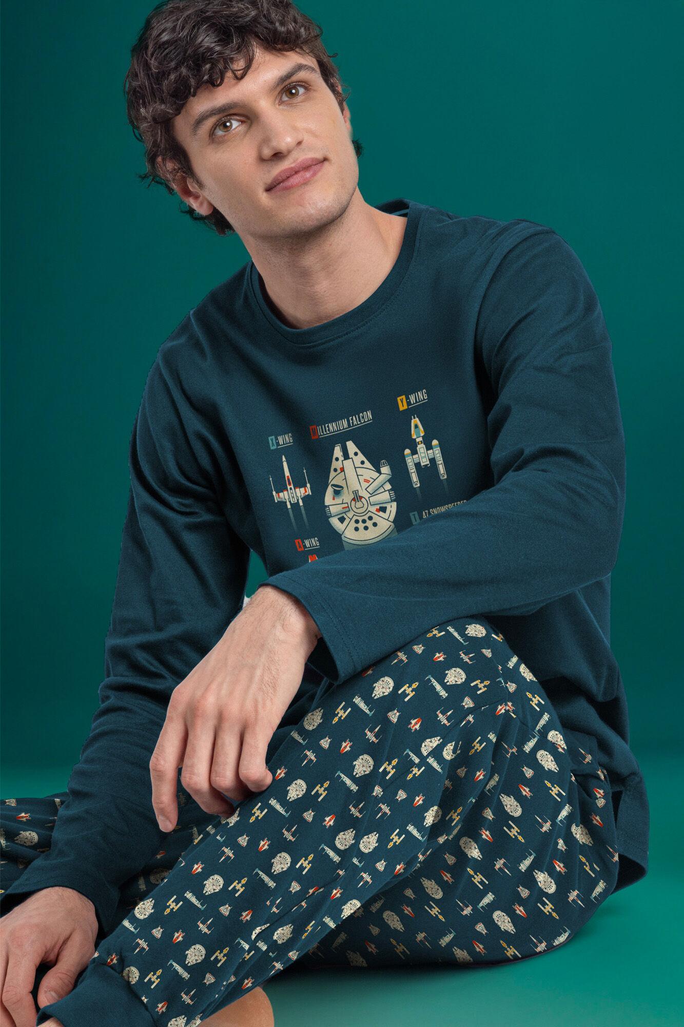 Admas Pijama comprido naves Star Wars 100% algod&atilde;o homem