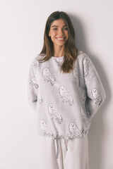 Women'secret Pijama comprido polar suave estampado "Hedwig" bege