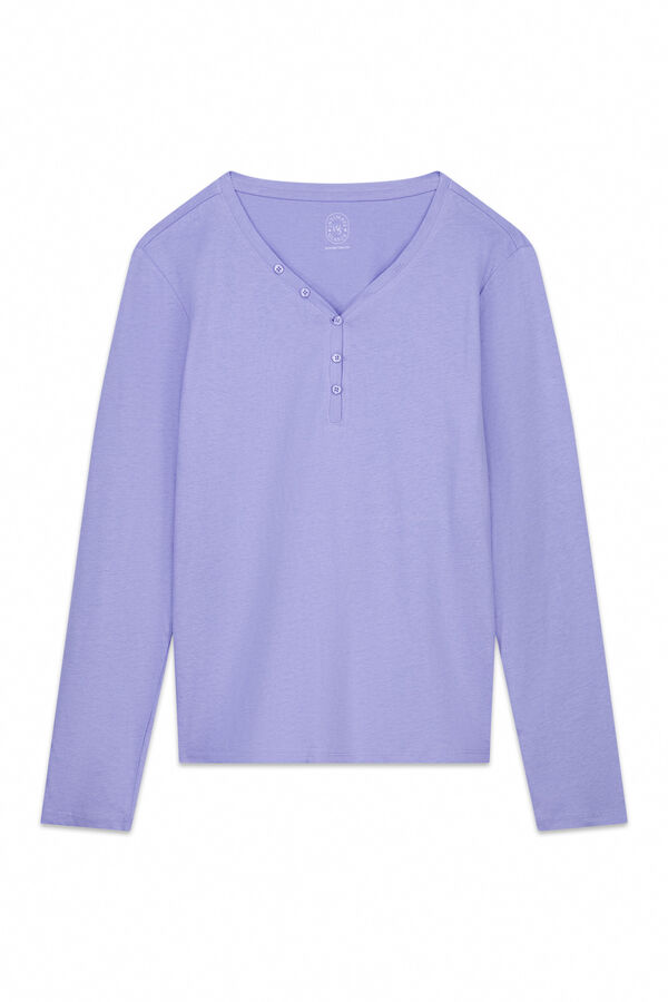 Women'secret Lilac brushed cotton long sleeve T-shirt pink