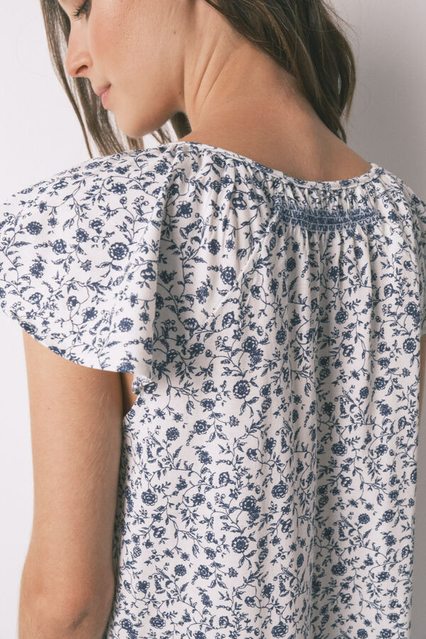 Women'secret Camisón corto flores kaki oscuro kaki