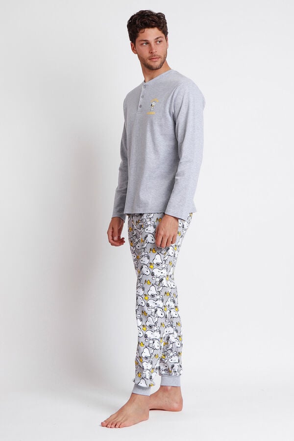 Admas Pijama masculino engraçado Snoopy cinzento