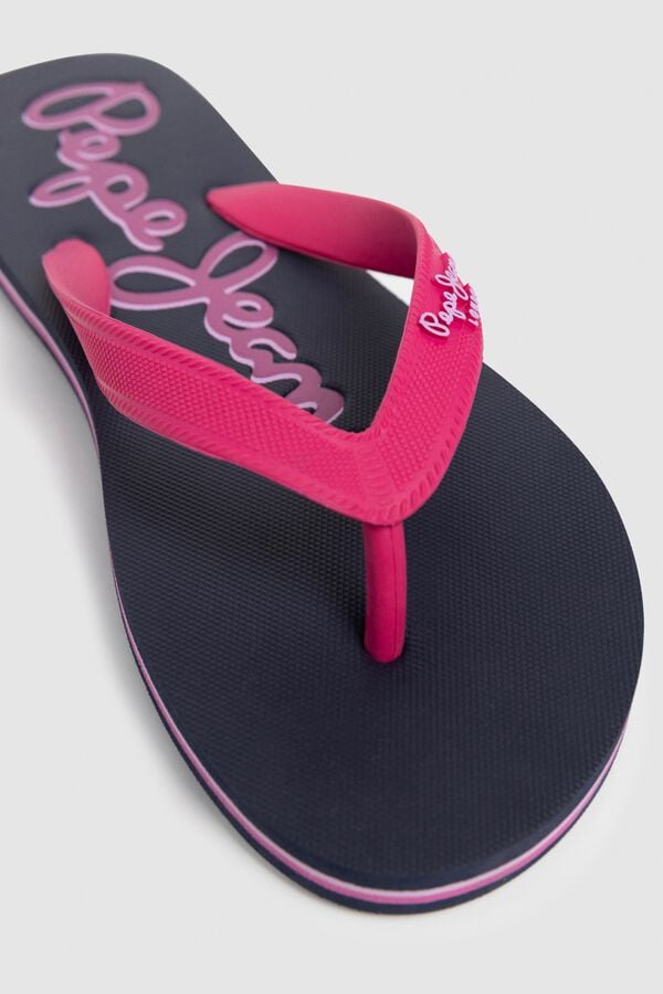 Pepe Jeans Chinelos de tiras largas com sola &agrave;s riscas rosa