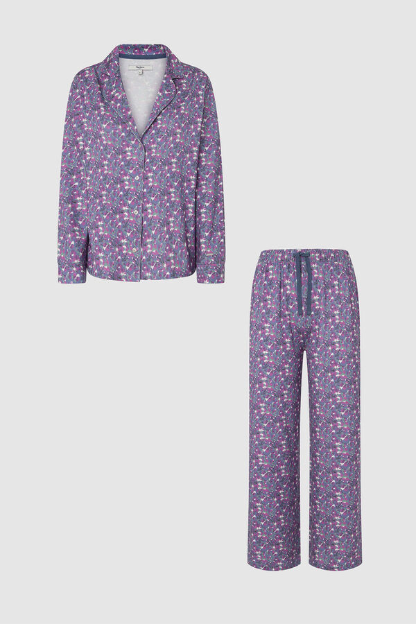 Pepe Jeans Conjunto de pijama camisero largo floral azul
