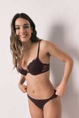Women'secret Cuecas cl&aacute;ssicas em microfibra e renda roxa rosa