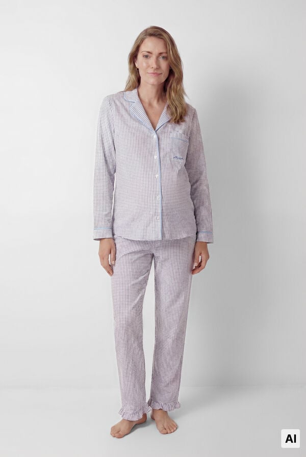 Women'secret Pijama camiseiro maternity estampado vichy azul