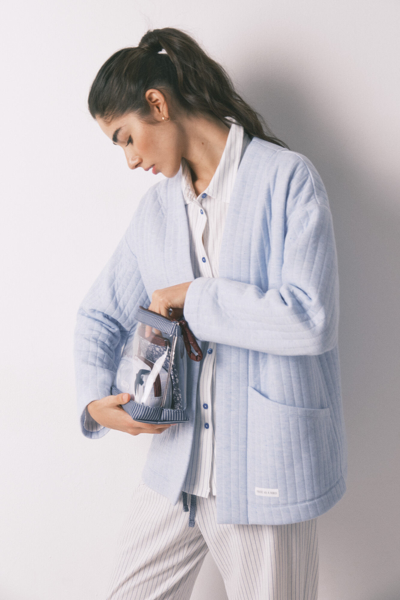 Women'secret Bata curta acolchoada azul