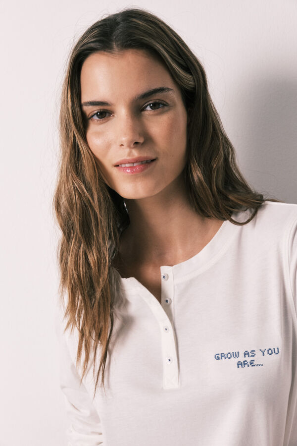 Women'secret T-shirt de manga comprida 100% algod&atilde;o branca branco