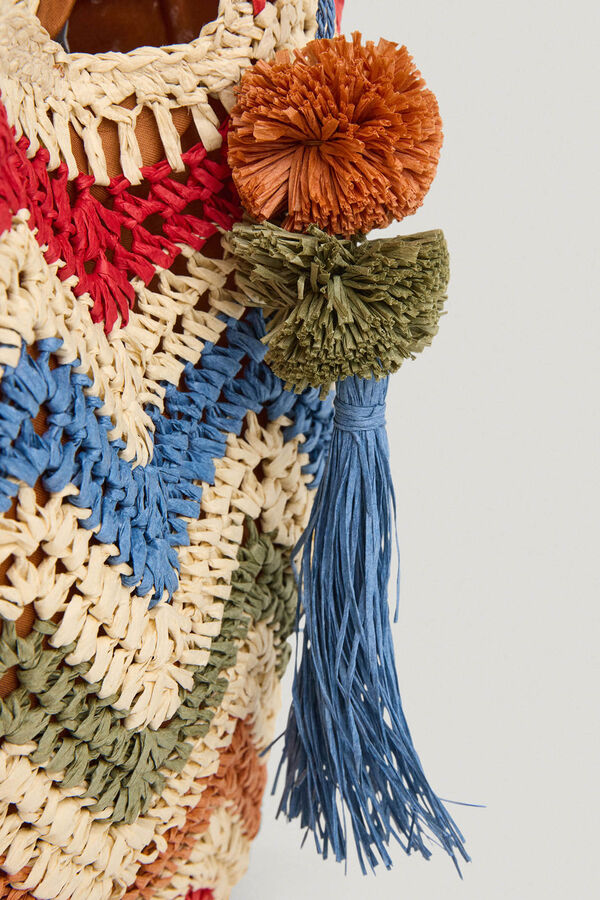 Pepe Jeans Bolso tote de rafia con rayas estampado