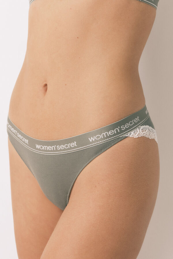 Women'secret Cueca cl&aacute;ssica de algod&atilde;o c&aacute;qui caqui