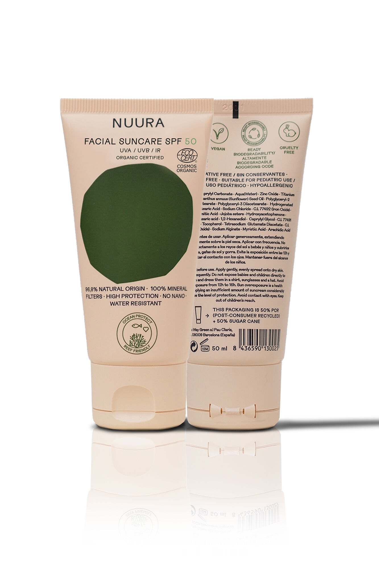 Nuura Organic Facial Sun Screen SPF 50 Color