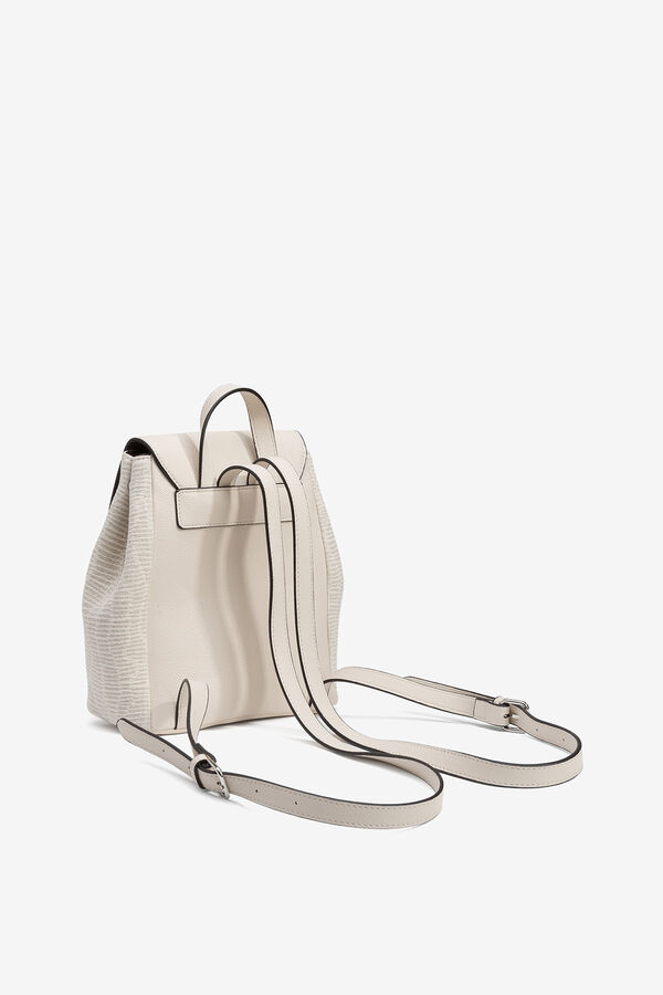 Vilanova Mochila texturizada com aba bege