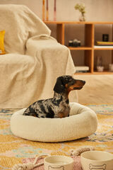 Calma House Cama redonda para animais de estimação com capa removível Henry Raw estampado